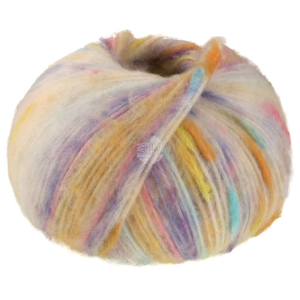 Lana Grossa Cassata -08 Ruw wit/oranje/paars/helder-25%
