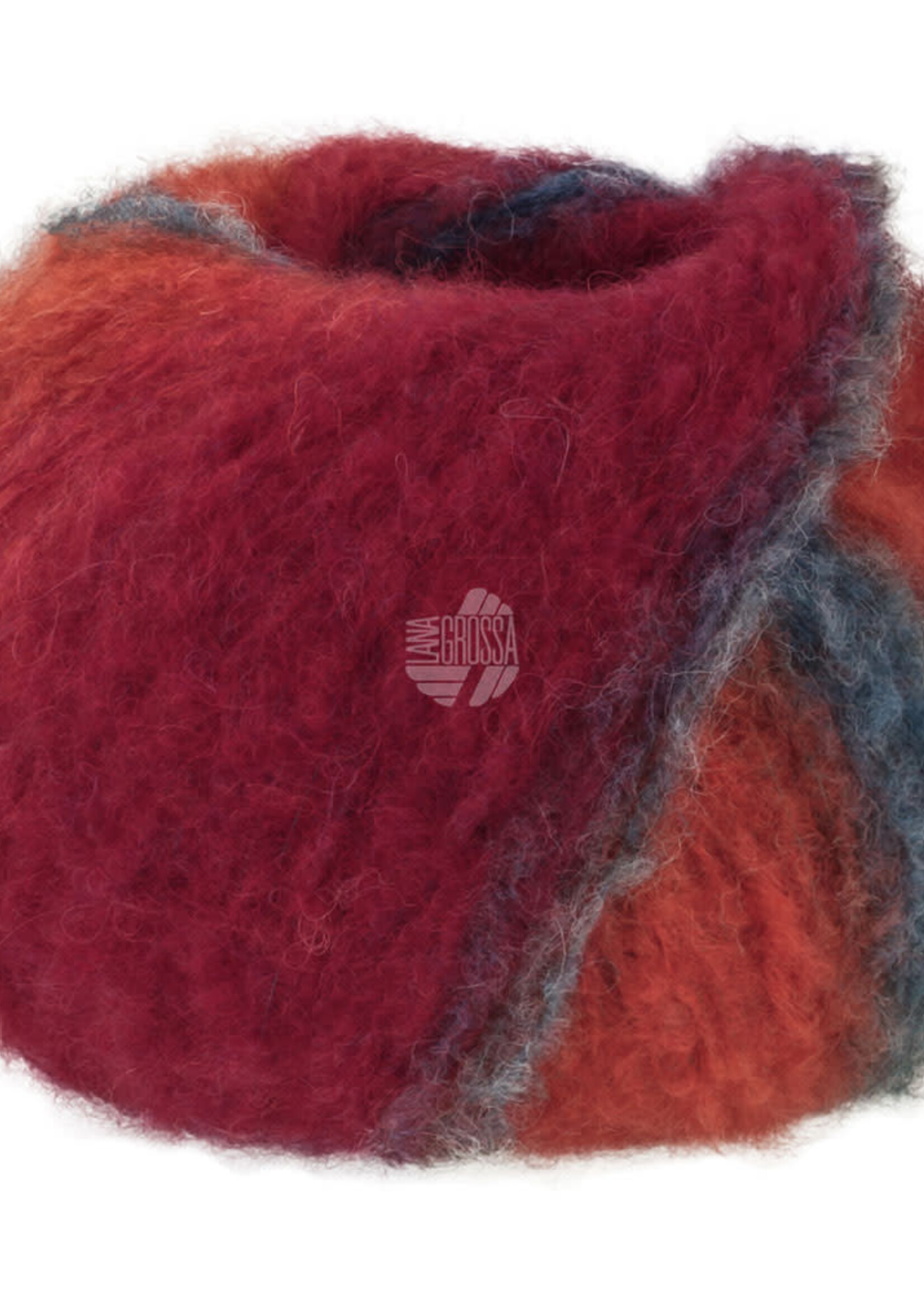 Lana Grossa Gigante - Lana Grossa -18  Donker petrol/grijs/muisgrijs/oranje/tomatenrood