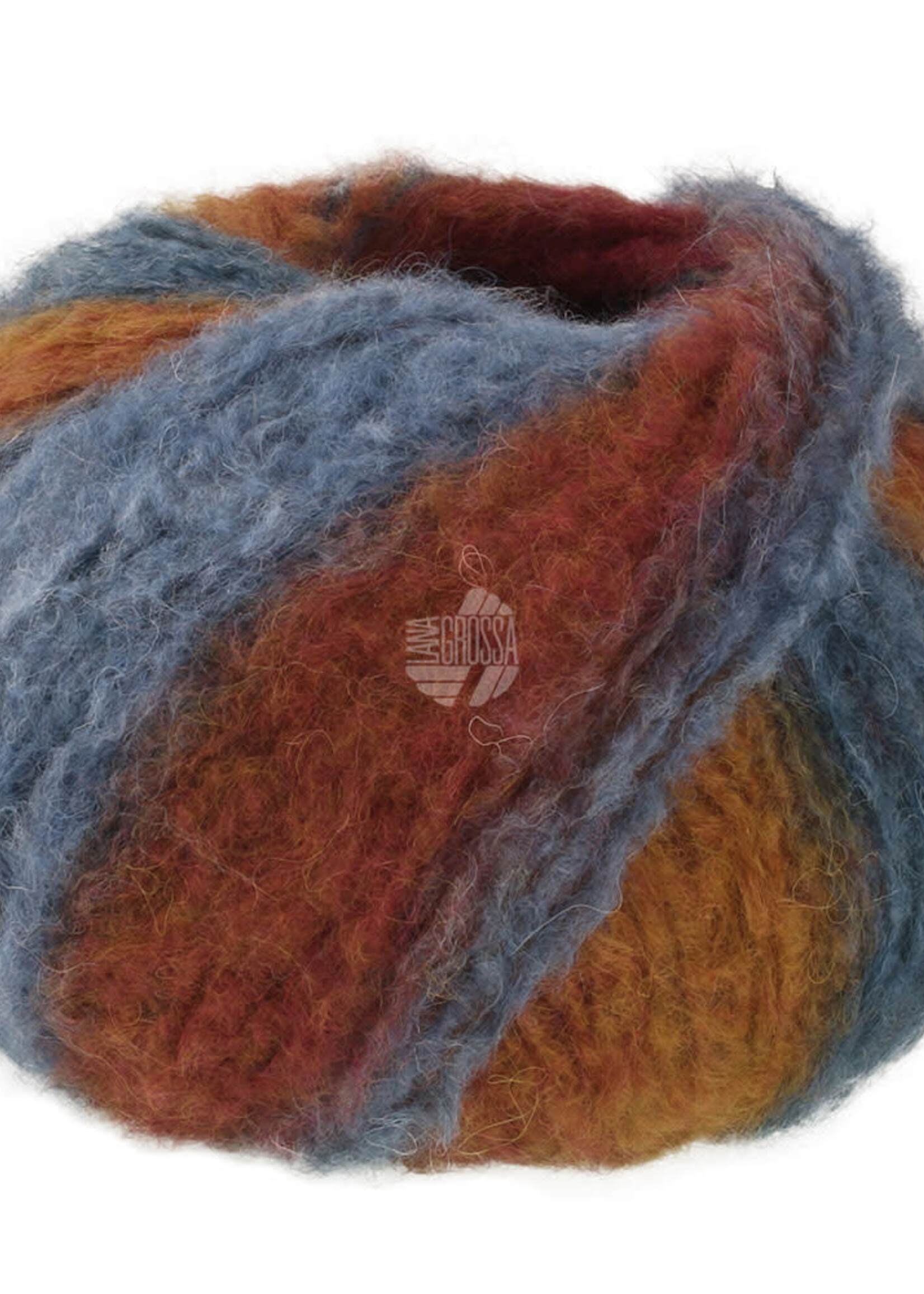 Lana Grossa Gigante - Lana Grossa -19  Staal/grijsblauw/oker/roodbruin/wijnrood