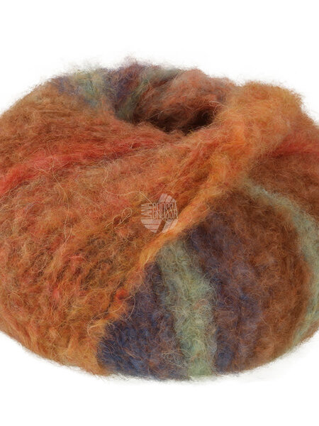 Lana Grossa Gigante Multi -Lana Grossa -104 Camel/chocoladebruin/oranje/mint turquoise/mosterdgeel/oker/grijsbruin/roest-25%
