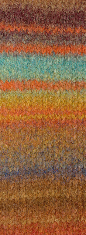Lana Grossa Gigante Multi -Lana Grossa -104 Camel/chocoladebruin/oranje/mint turquoise/mosterdgeel/oker/grijsbruin/roest-25%