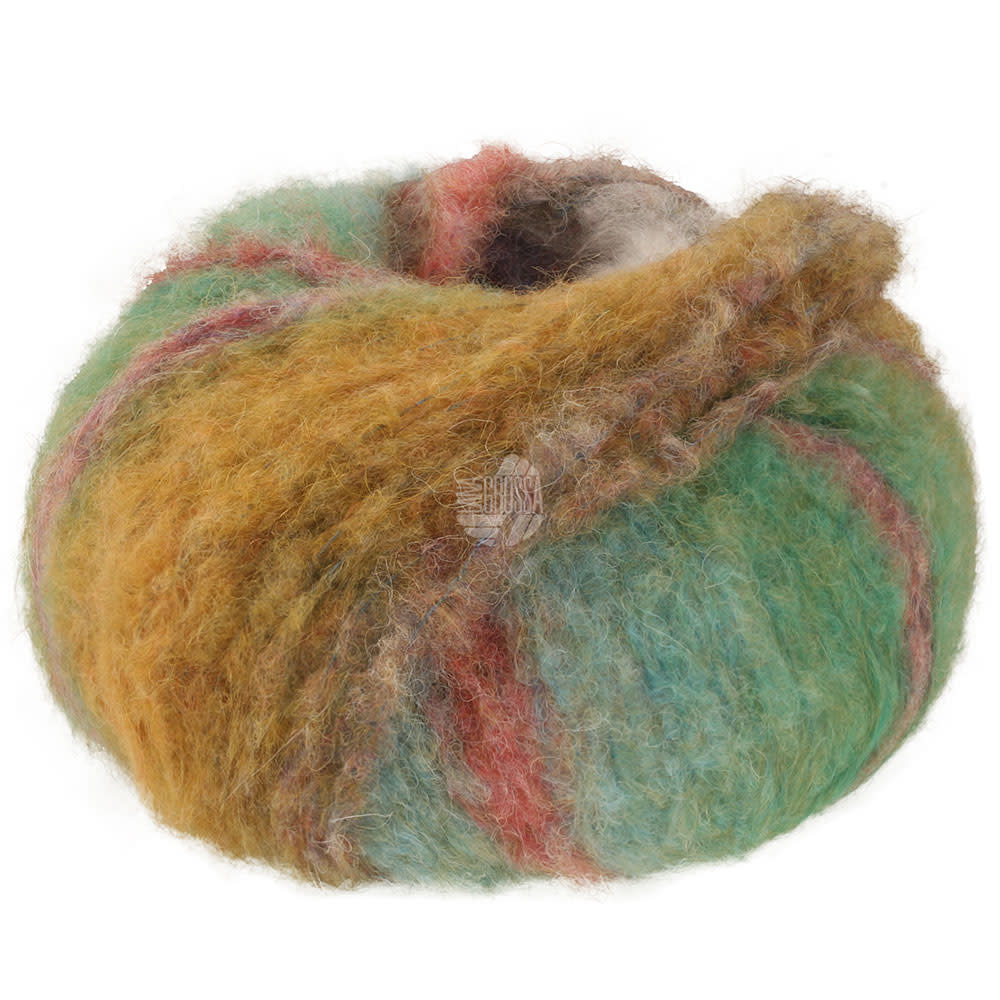 Lana Grossa Gigante Multi -Lana Grossa -105 Grijsgroen/roodviolet/donkere spijkerbroek/geeloranje/geraniumroze/olijf/mosgroen-25%