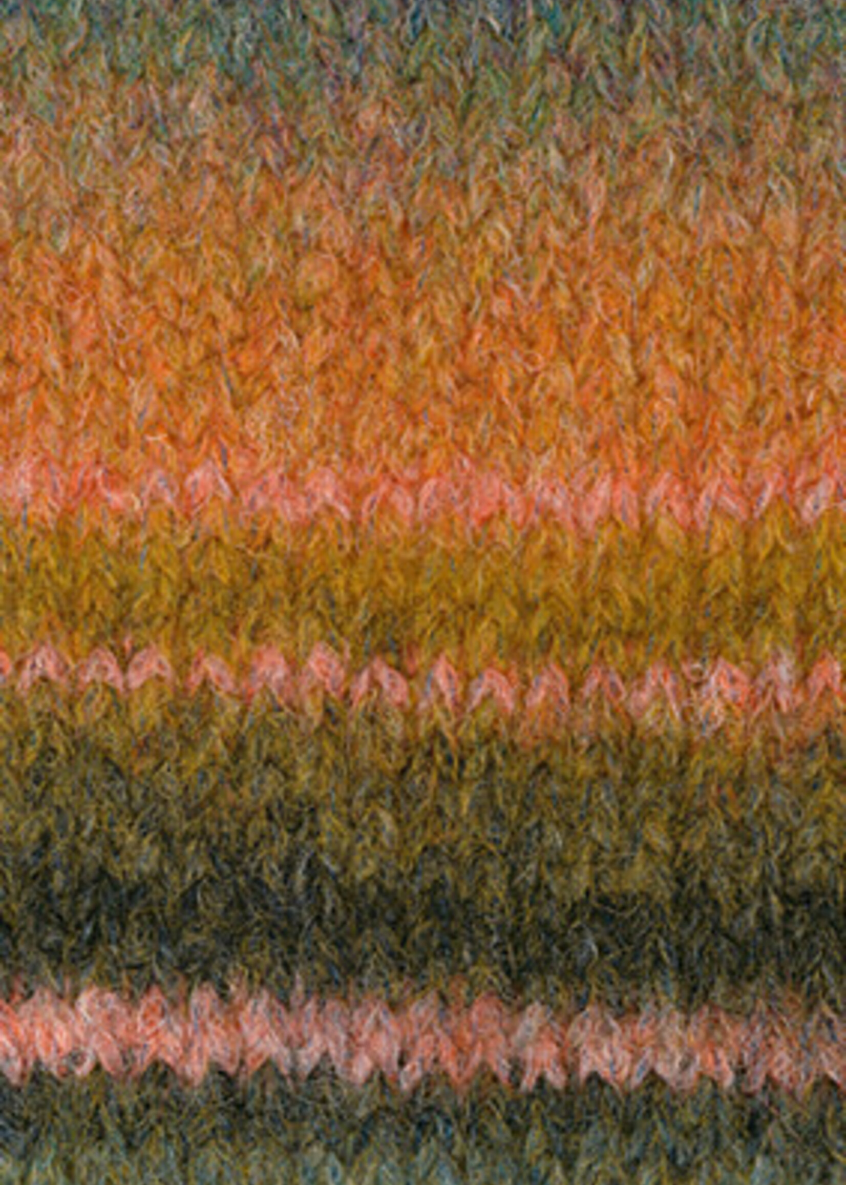 Lana Grossa Gigante Multi -Lana Grossa -105 Grijsgroen/roodviolet/donkere spijkerbroek/geeloranje/geraniumroze/olijf/mosgroen