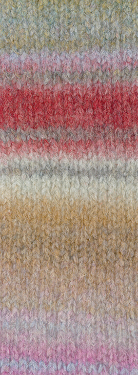 Lana Grossa Gigante Multi -Lana Grossa -108 Groen/zandbeige/lichtpaars/lila/donkerrood/parelmoer/grijsbeige/camelmoer-25%