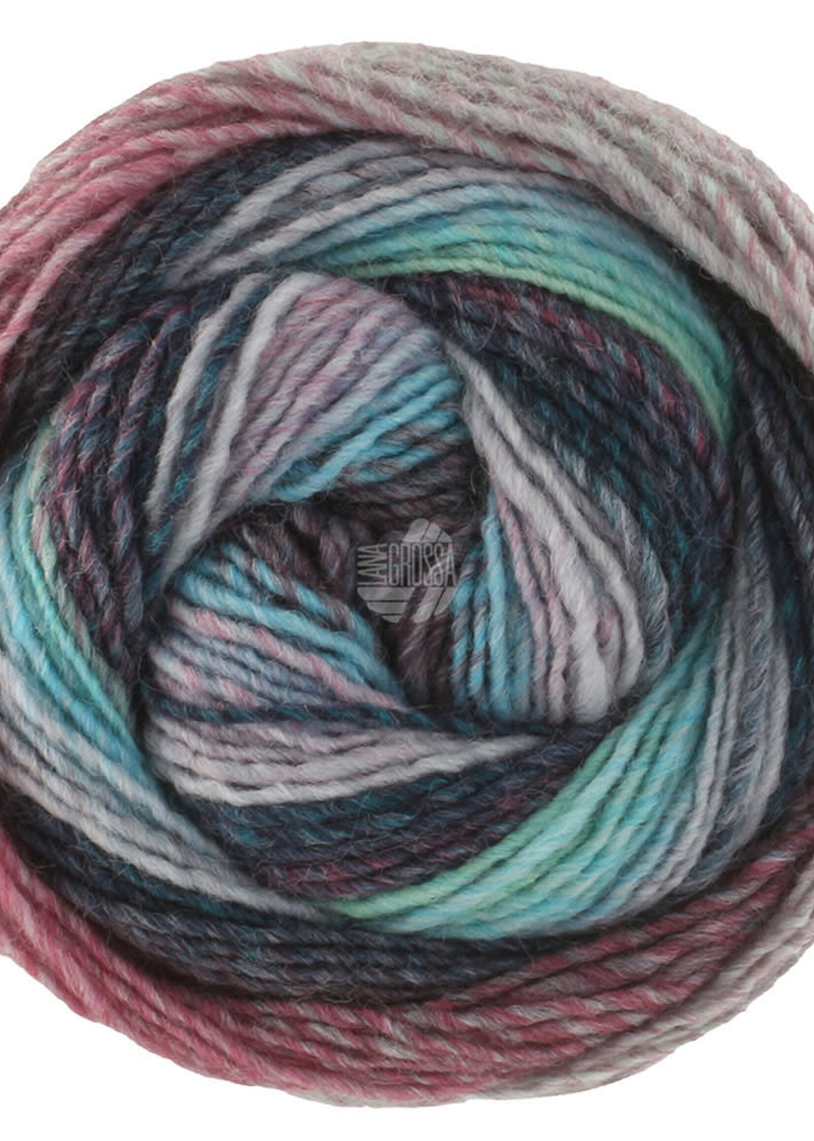 Lana Grossa Gomitolo Fumo -512 Wit/zilvergrijs/grijs/mint/turkoois/petrol/roze/donkergrijs