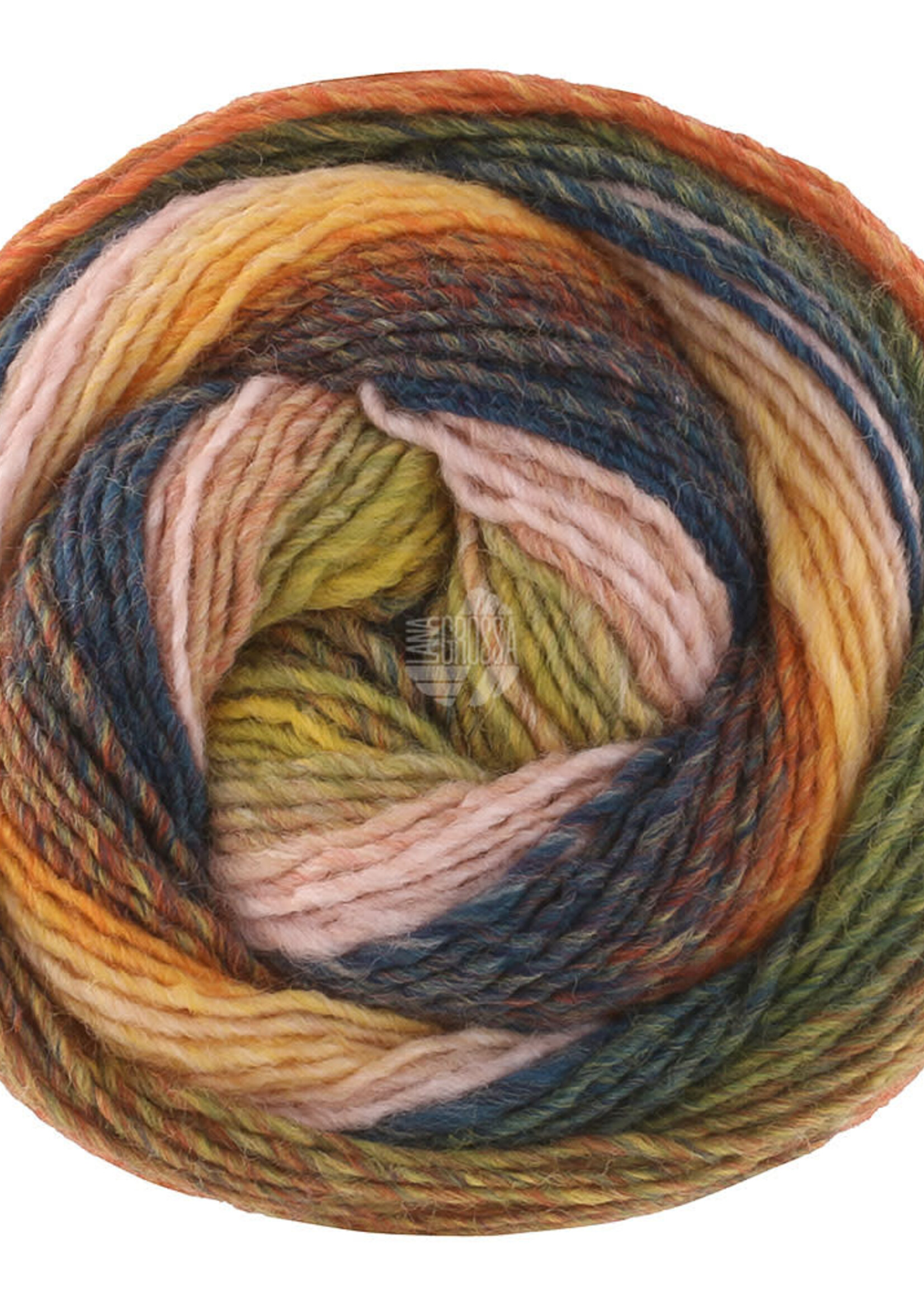 Lana Grossa Gomitolo Fumo -515 Zachtroze/Abrikoos/Oranje/Geel/Groengrijs/Oker/Petrol