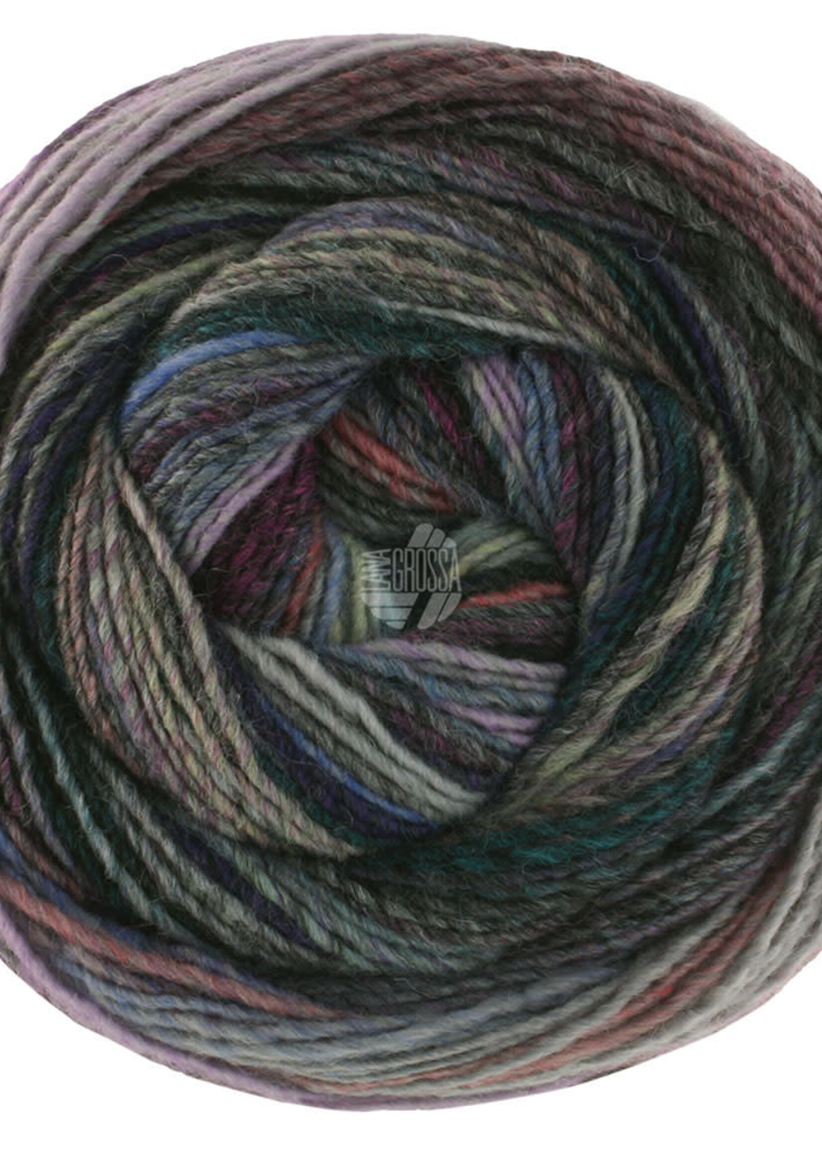 Lana Grossa Gomitolo Intenso -232 Donker-/lichtgrijs/lila/zwart/zwartpaars/roze/groengrijs