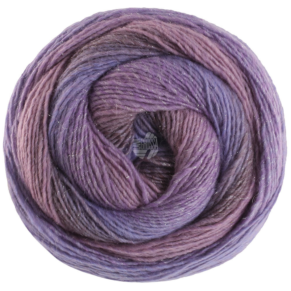 Lana Grossa Gomitolo Gala -4027-sering/mauve/grijs paars/blauw paars/shiner blauw