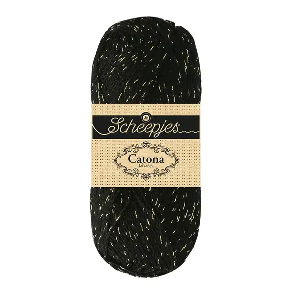 Scheepjes Catona Shine -Scheepjes - 110-G Jet Black - Gold