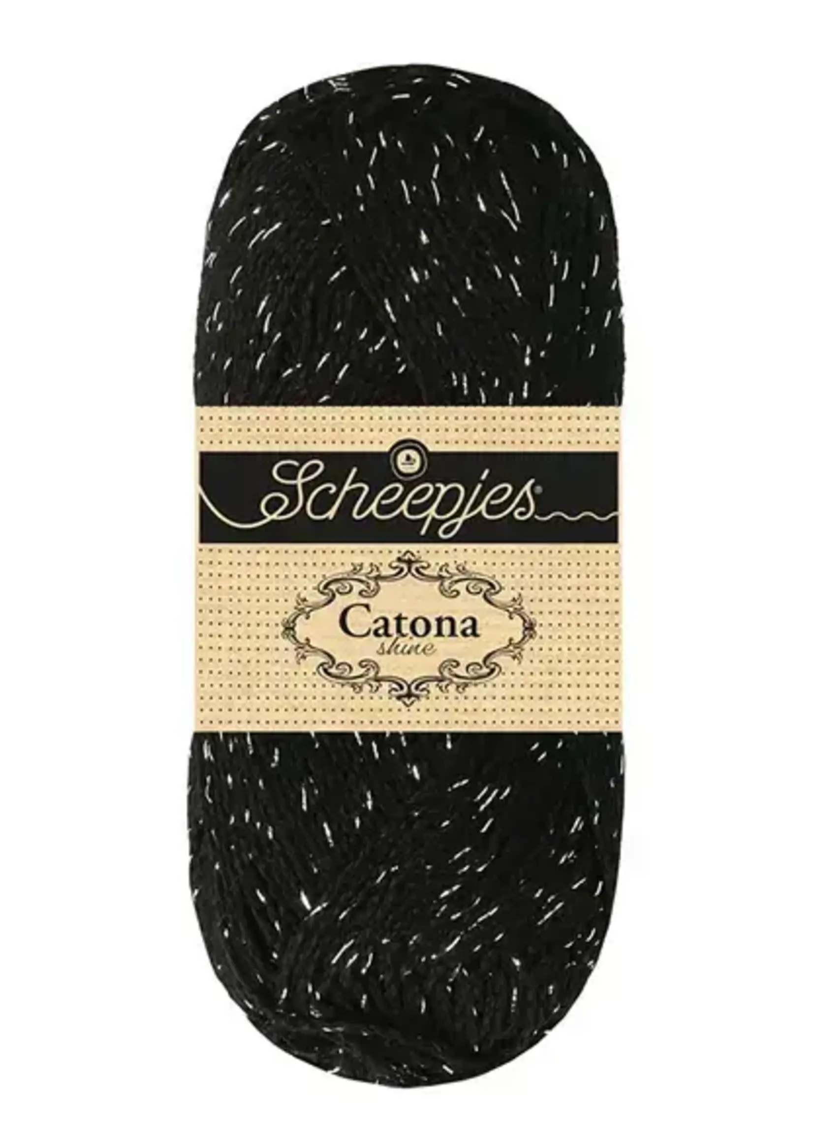 Scheepjes Catona Shine -Scheepjes  - 110-S Jet Black - Silver