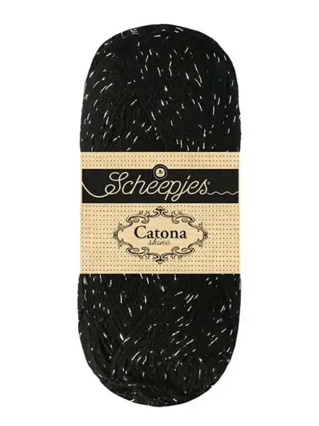Scheepjes Catona Shine -Scheepjes  - 110-S Jet Black - Silver