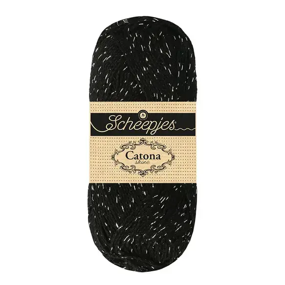Scheepjes Catona Shine -Scheepjes  - 110-S Jet Black - Silver