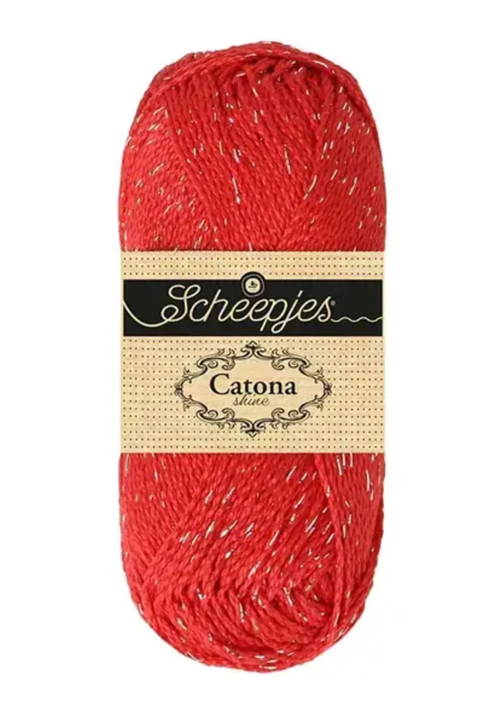 Scheepjes Catona Shine -Scheepjes  - 115-S Hot Red - Silver