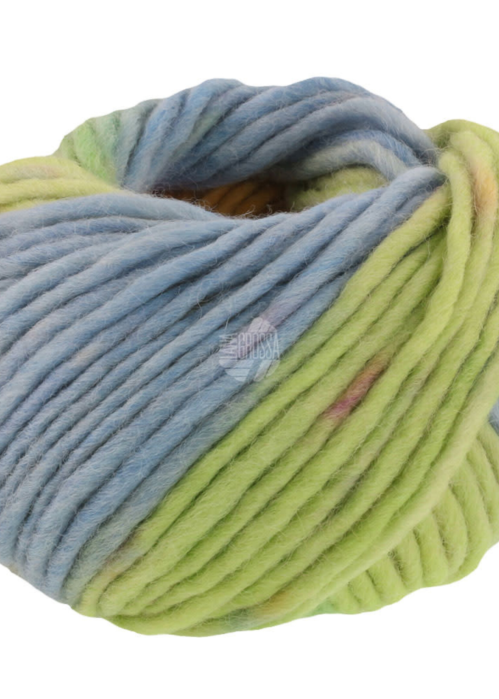 Lana Grossa Feltro Arco 443 Limoen/Hemelsblauw/Mint/Goudgeel/Orchidee