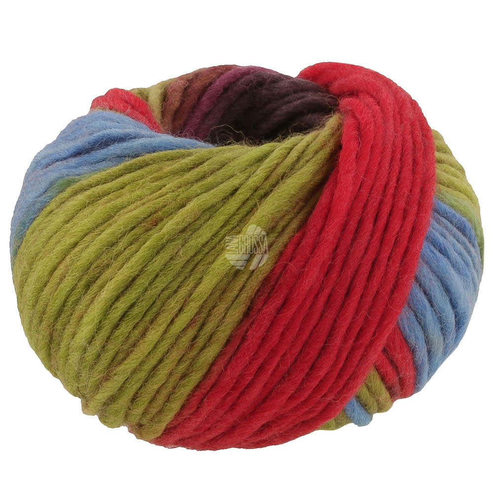 Lana Grossa Feltro Arco 444 Roodpaars/blauw/pistache/rood/grijsbruin