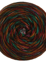 Lana Grossa Meilenweit 100g - Sooty 6221 Oranje/Goudgeel/Donkerfuchsia/Donkerpaars/ Smaragd
