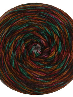 Lana Grossa Meilenweit 100g - Sooty 6221 Oranje/Goudgeel/Donkerfuchsia/Donkerpaars/ Smaragd