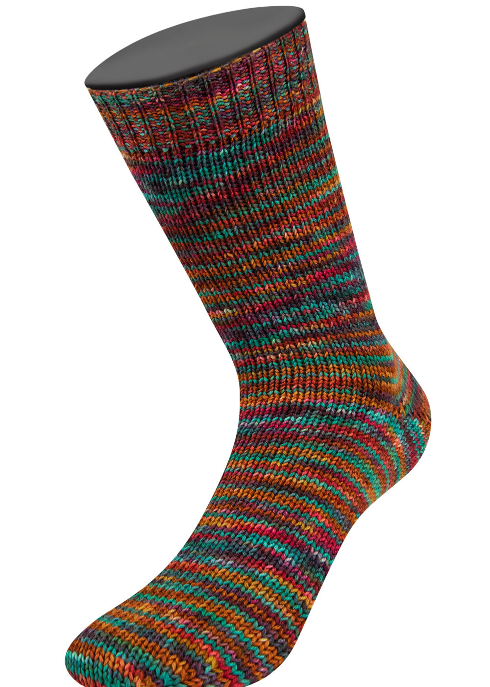 Lana Grossa Meilenweit 100g - Sooty 6221 Oranje/Goudgeel/Donkerfuchsia/Donkerpaars/ Smaragd