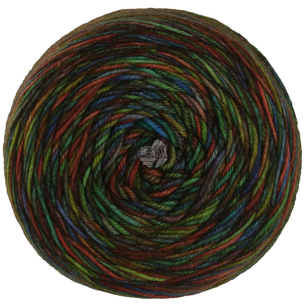 Lana Grossa Meilenweit 100g - Sooty 6224 Hemelblauw/inktblauw/mei/grijs/donkergroen/mosterd/roestrood