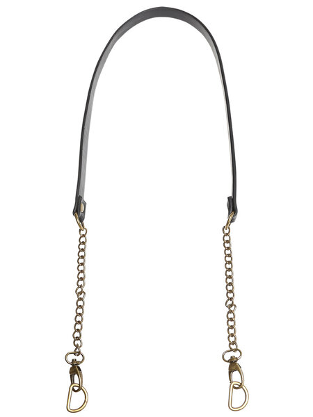 GoHandmade Handtas schouderriem 102cm Zwart met bronzen ketting