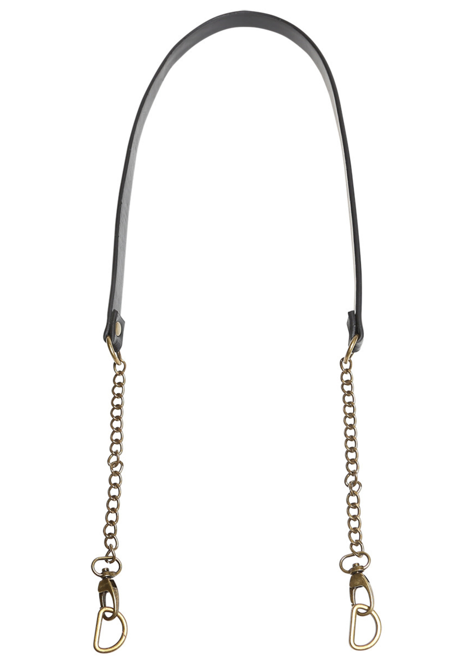 GoHandmade Handtas schouderriem 102cm Zwart met bronzen ketting