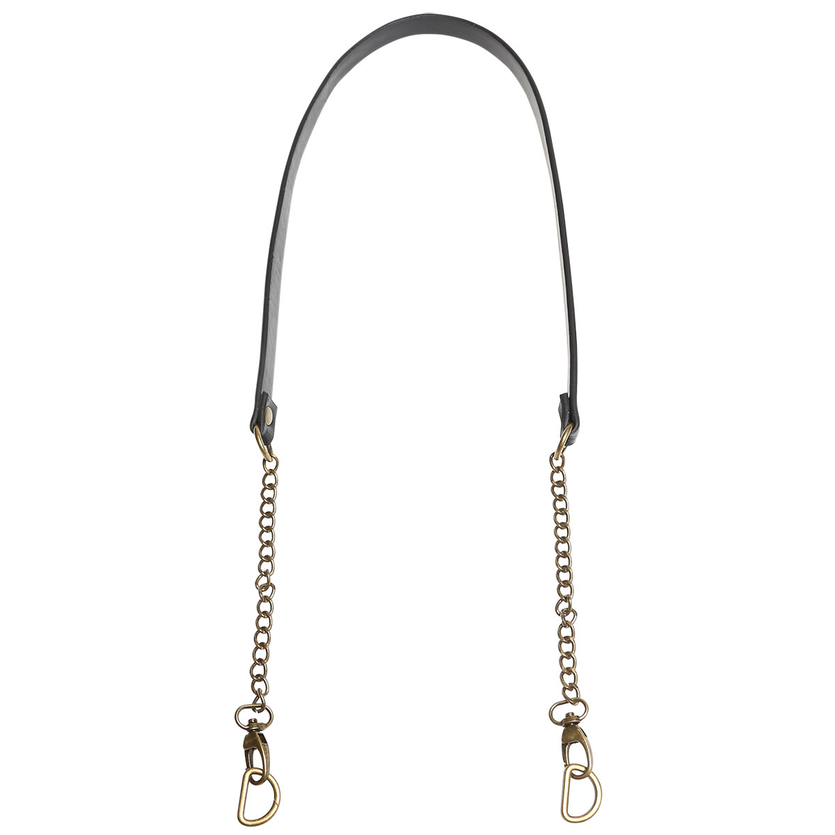GoHandmade Handtas schouderriem 102cm Zwart met bronzen ketting