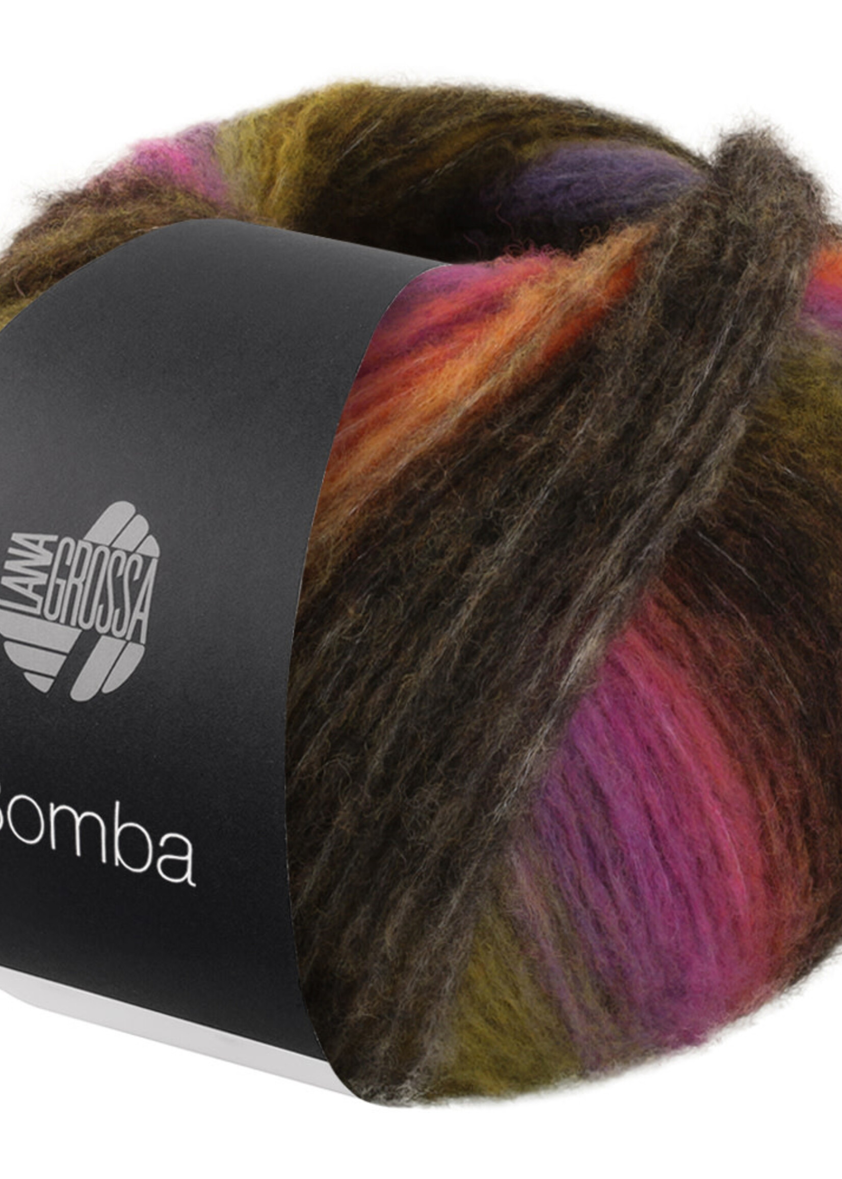 Lana Grossa Bomba 01-antraciet/paars/grijs groen/geel/oranje/braam/bordeaux/citroengeel/felroze/sering