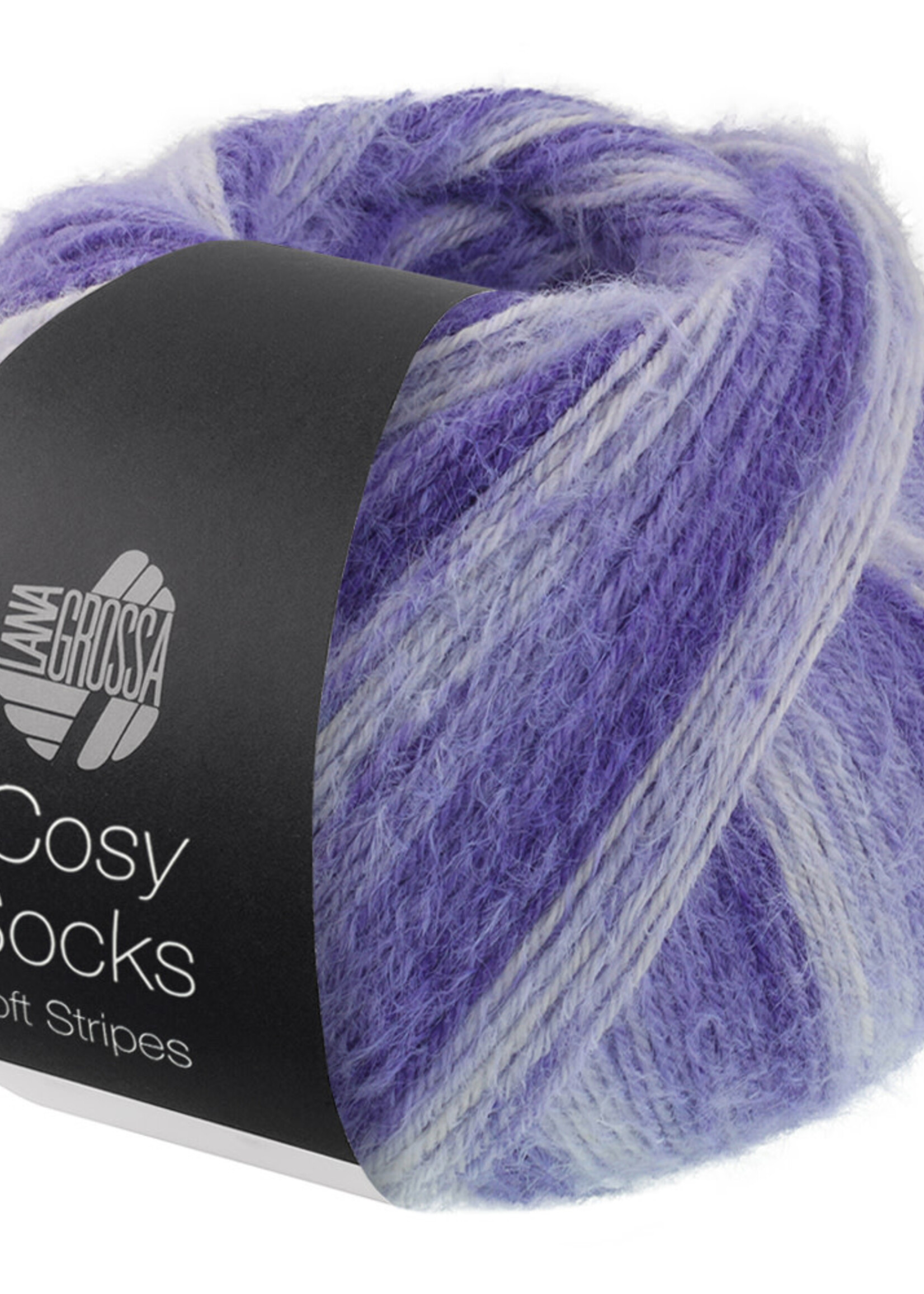 Lana Grossa Cosy Socks Soft Stripes-Lana Grossa -101 Blauwviolet/Viooltjesblauw/Zacht violet/Wit