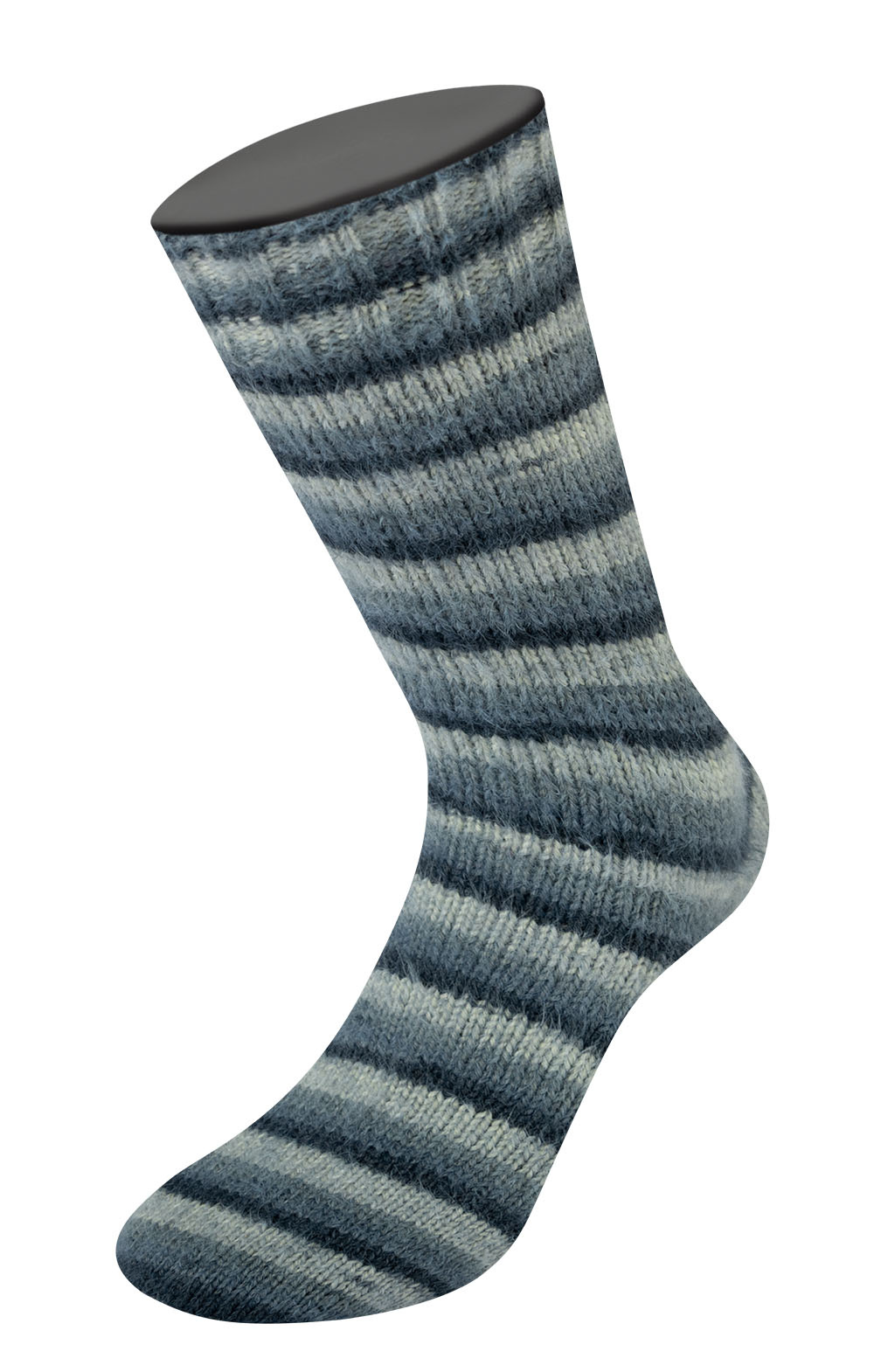 Lana Grossa Cosy Socks Soft Stripes  -104 Antraciet/donker-/muis-/lichtgrijs
