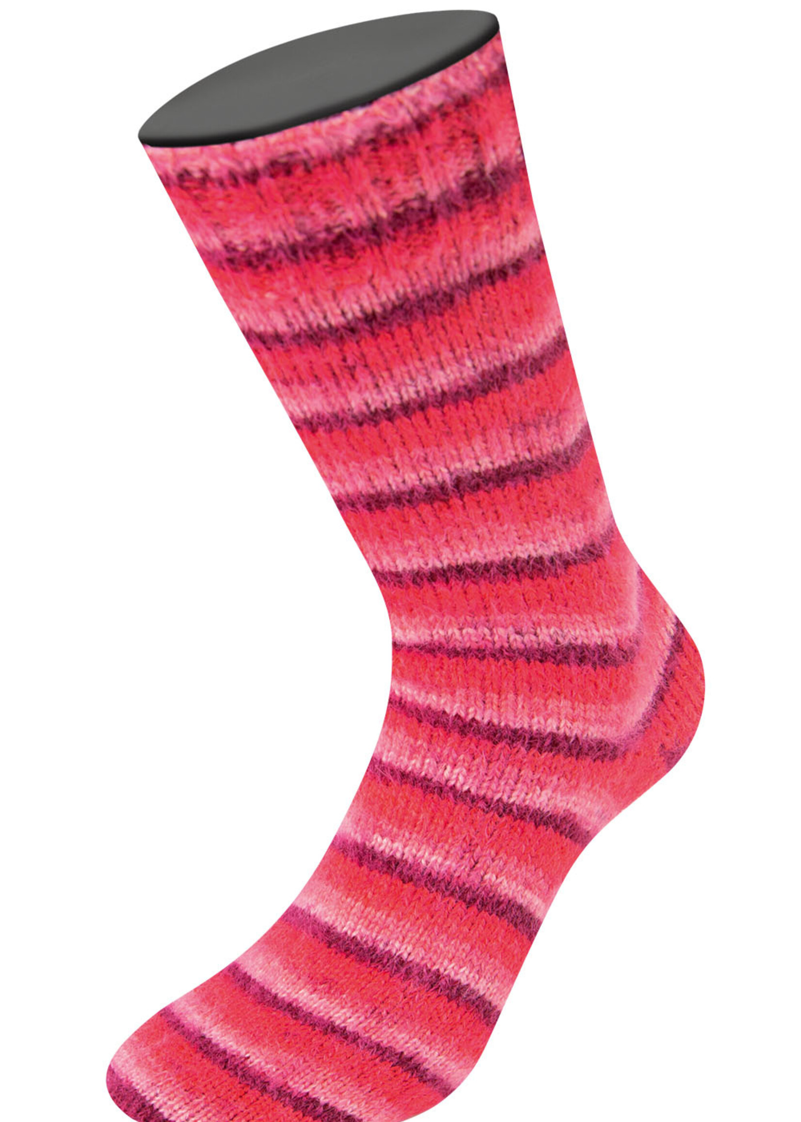 Lana Grossa Cosy Socks Soft Stripes-Lana Grossa -105 Bordeaux/roze/framboos/roze