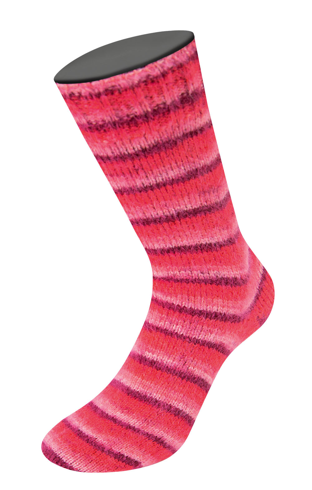 Lana Grossa Cosy Socks Soft Stripes  -105 Bordeaux/roze/framboos/roze