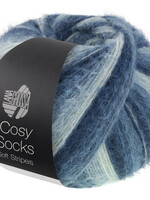 Lana Grossa Cosy Socks Soft Stripes-Lana Grossa -106 Zwart/grijs/rook/witblauw