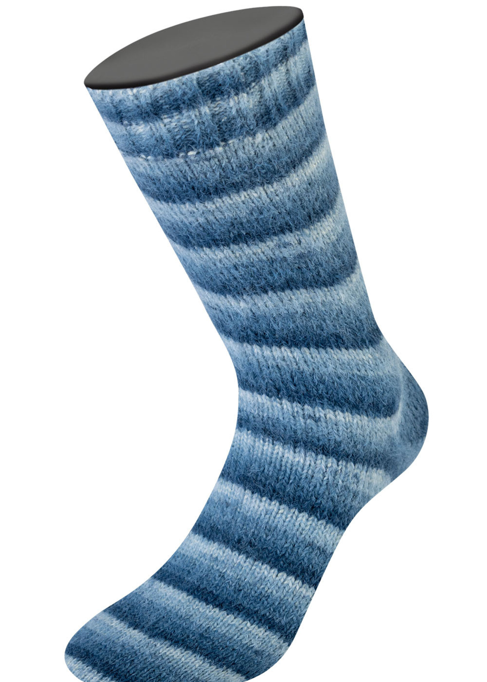 Lana Grossa Cosy Socks Soft Stripes-Lana Grossa -106 Zwart/grijs/rook/witblauw