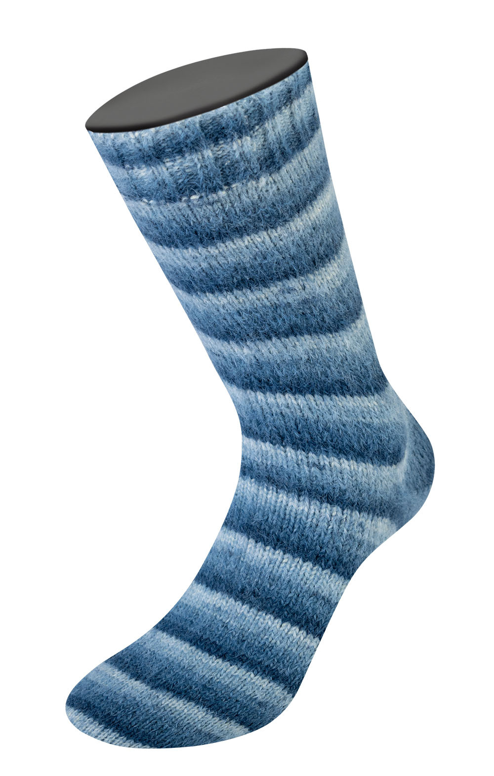 Lana Grossa Cosy Socks Soft Stripes -106 Zwart/grijs/rook/witblauw