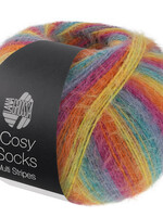 Lana Grossa Cosy Socks Multi Soft Stripes-Lana Grossa -151 Petrol/Rookblauw/Fuchsia/Oranje/Geel