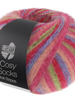 Lana Grossa Cosy Socks Multi Soft Stripes-Lana Grossa -152 Tulpenrood/Viooltjesblauw/Zalmroze/Roze/Lichtgroen