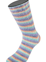 Lana Grossa Cosy Socks Multi Soft Stripes-Lana Grossa -153 Lavendel/Grijsblauw/Zalm/Crème/Turkoois