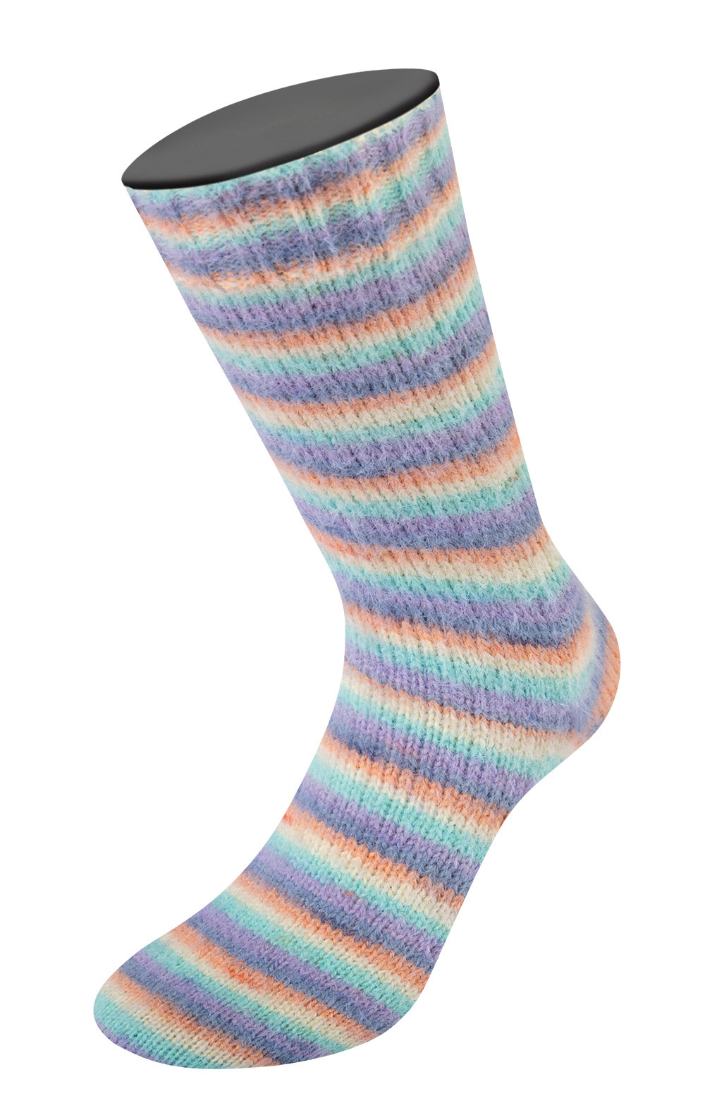 Lana Grossa Cosy Socks Multi Soft Stripes -153 Lavendel/Grijsblauw/Zalm/Crème/Turkoois