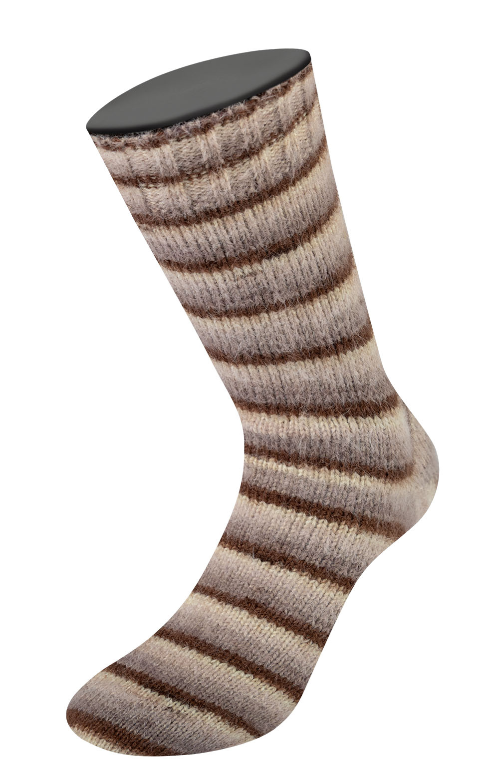 Lana Grossa Cosy Socks Soft Stripes  -103 Mokka/Grijsbruin/Beige/Crème