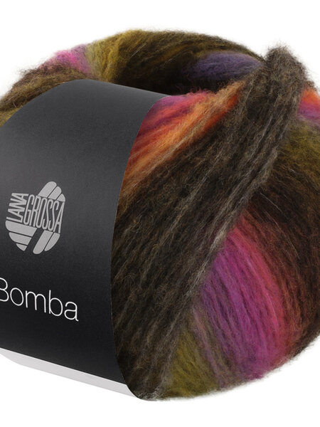 Lana Grossa Bomba  - Lana Grossa Bomba 01-antraciet/paars/grijs groen/geel/oranje/braam/bordeaux/citroengeel/felroze/sering-35%