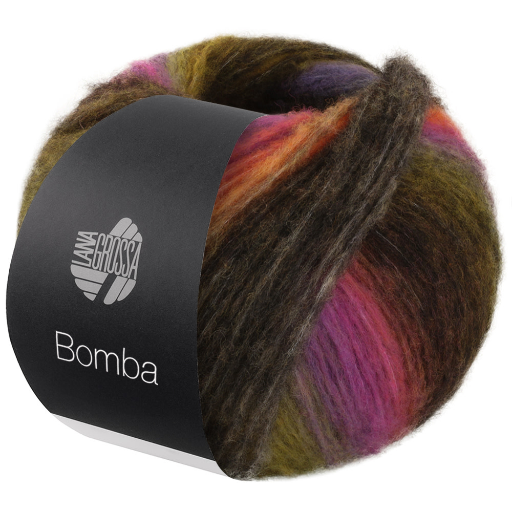 Lana Grossa Bomba  - Lana Grossa Bomba 01-antraciet/paars/grijs groen/geel/oranje/braam/bordeaux/citroengeel/felroze/sering-35%