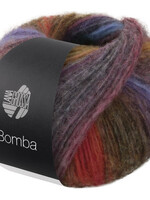 Lana Grossa Bomba  - Lana Grossa Bomba 06-grijs bruin/zalm/koraal/felroze/braam/oranje/geel/witgrijs/zachtroze /rose/shiner blauw/turkoois/violet