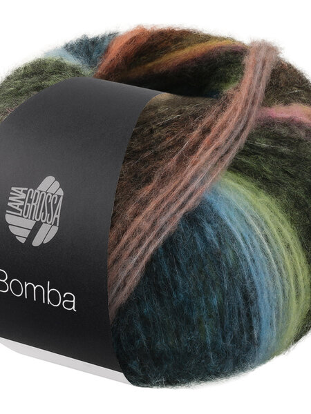 Lana Grossa Bomba  - Lana Grossa Bomba 07-perzik/witgroen/licht groen/donker groen/grijs petrol/grijs bruin/turkoois blauw-35%