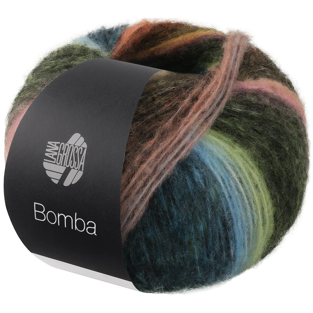 Lana Grossa Bomba - Lana Grossa Bomba 07-perzik/witgroen/licht groen/donker groen/grijs petrol/grijs bruin/turkoois blauw-35%