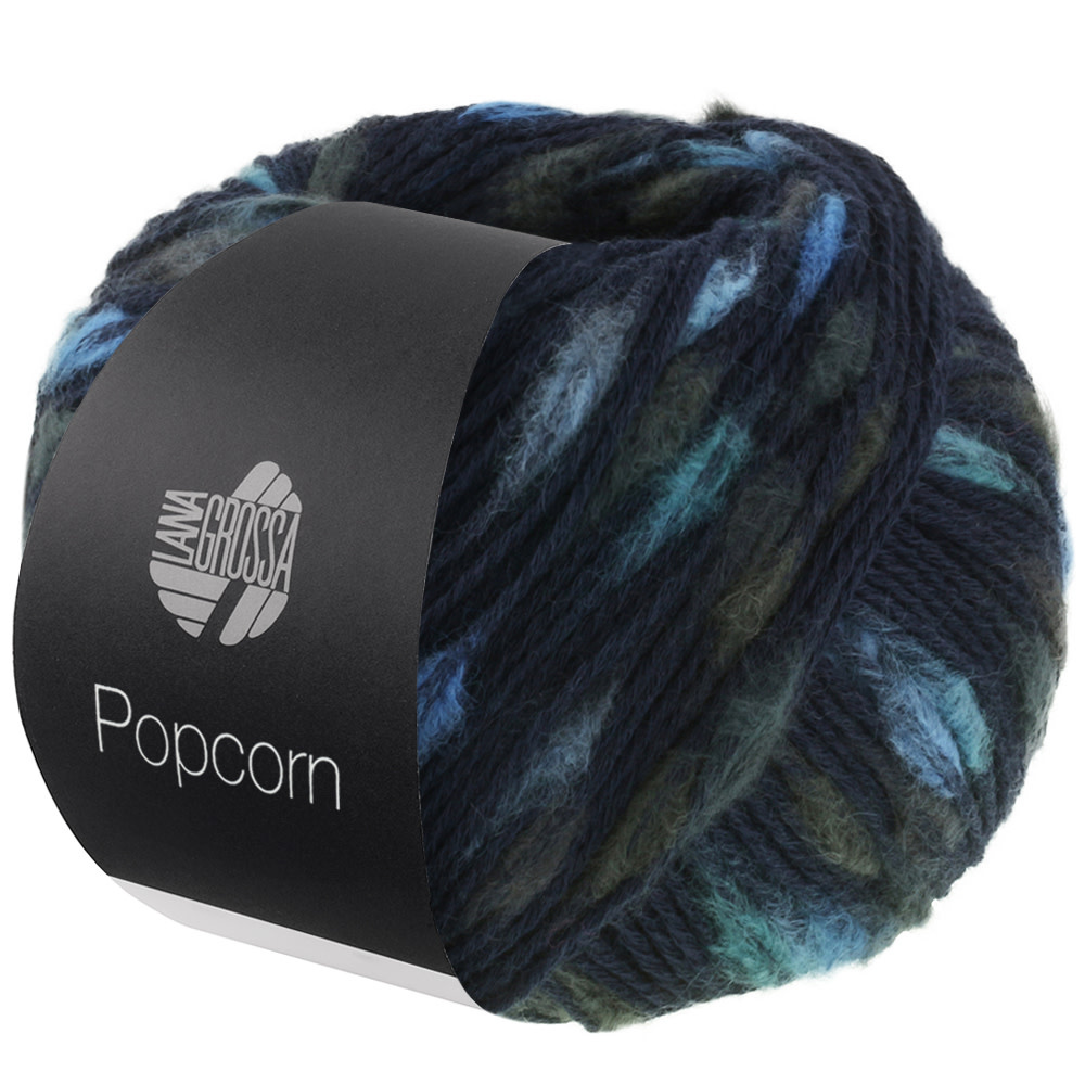 Lana Grossa Popcorn -07 Nachtblauw/lichtblauw/donkerblauw/turkoois