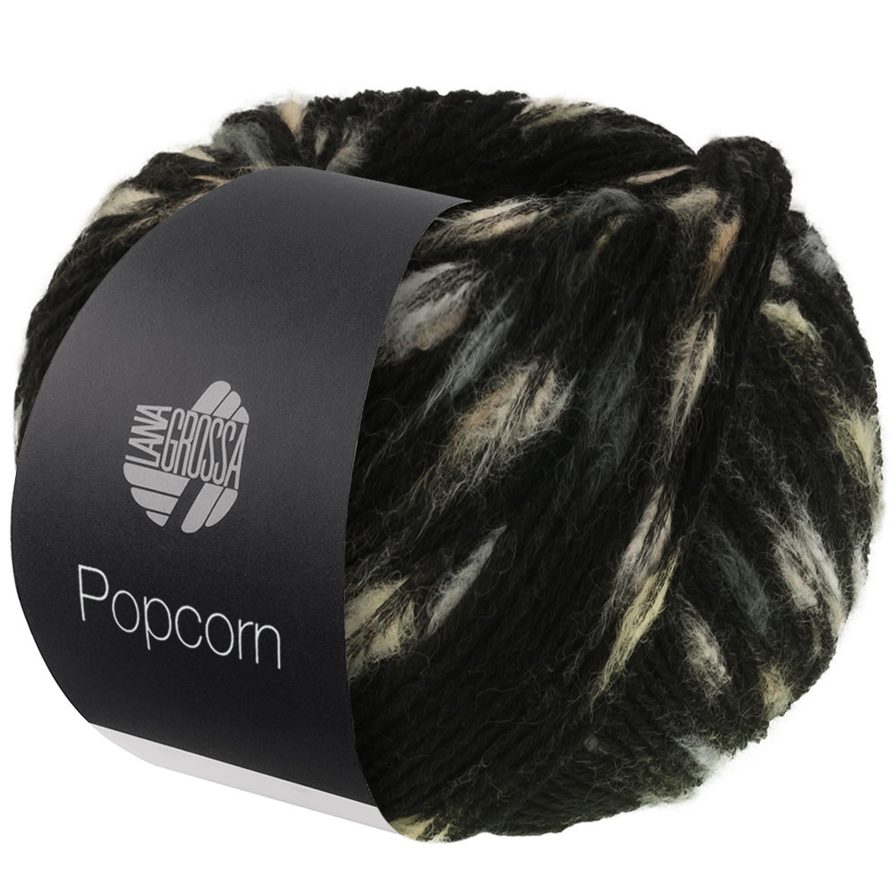 Lana Grossa Popcorn -08 Zwart/Ruw wit/Beige