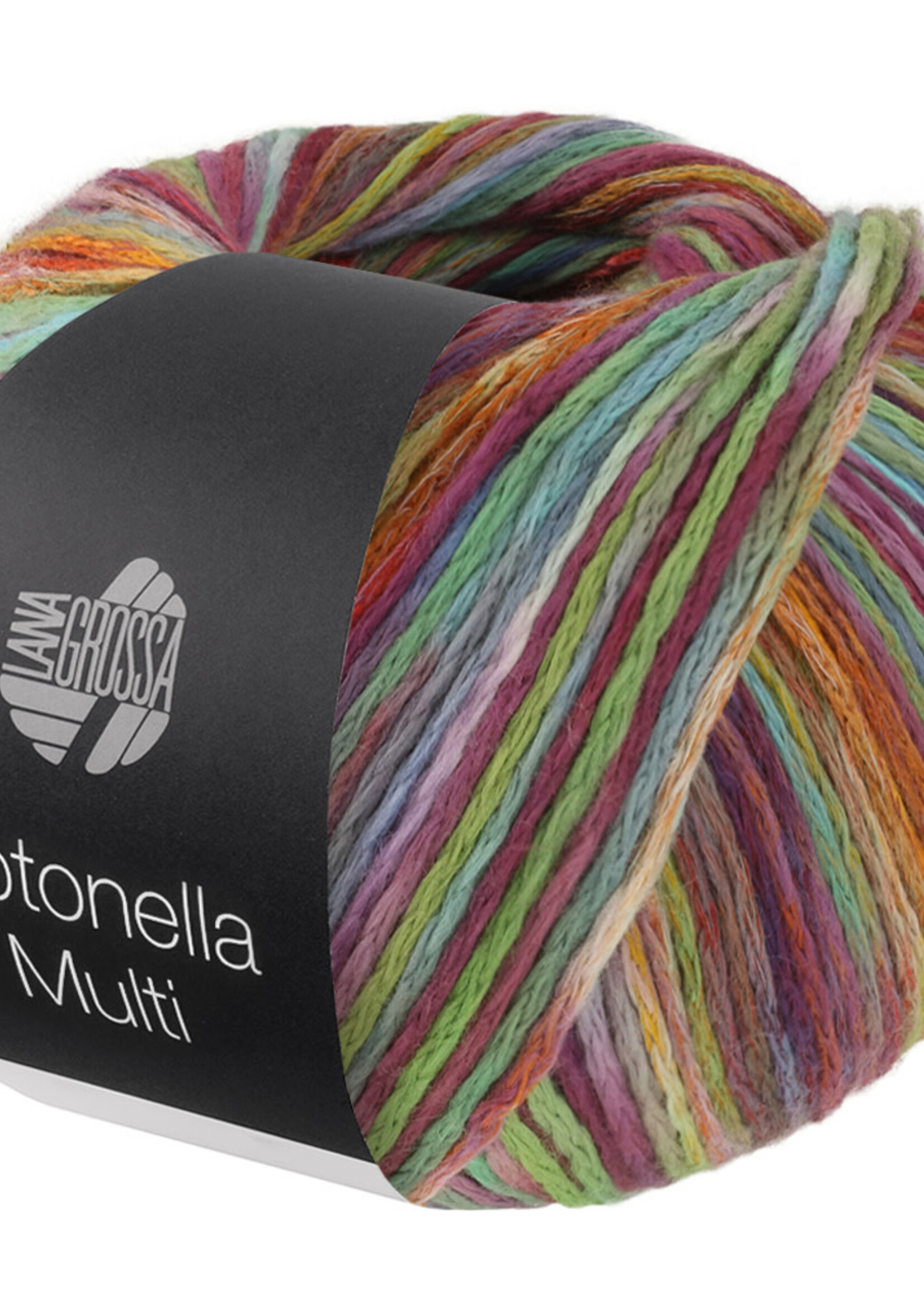 Lana Grossa Cotonella Multi -112 Aubergine/Turkoois/Geel/Lente groen/Rood