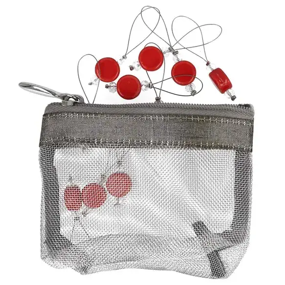 KnitPro Zooni Stekenmarkeerders in mesh pouch Rood - 1x10st