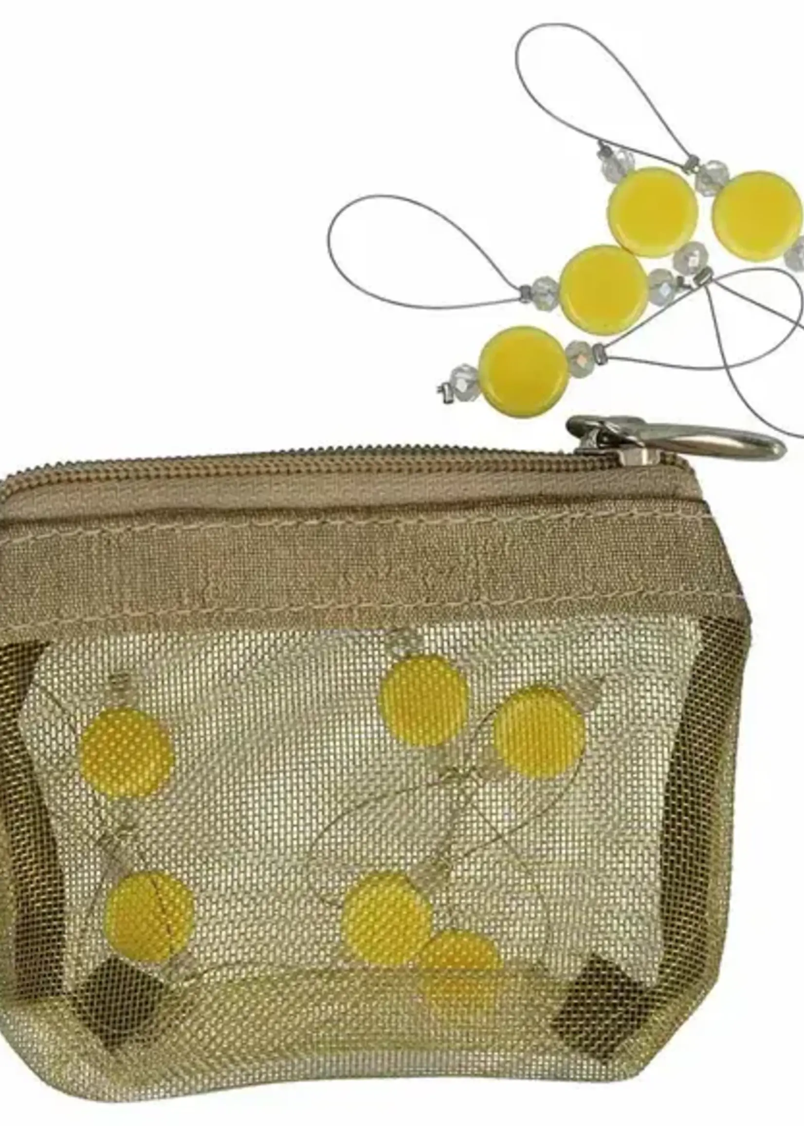 KnitPro Zooni Stekenmarkeerders in mesh pouch Geel