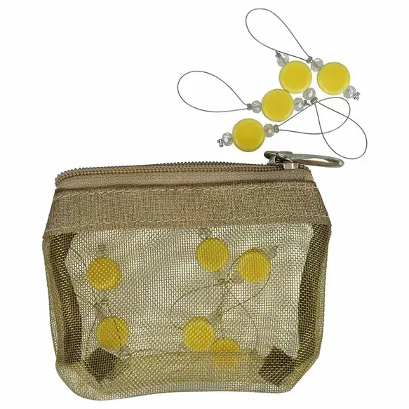 KnitPro Zooni Stekenmarkeerders in mesh pouch Geel
